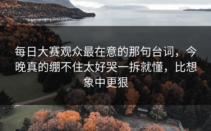 每日大赛观众最在意的那句台词,今晚真的绷不住太好哭一拆就懂,比想象中更狠 每日大赛观众最在意的那句台词,今晚真的绷不住太好哭一拆就懂,比想象中更狠