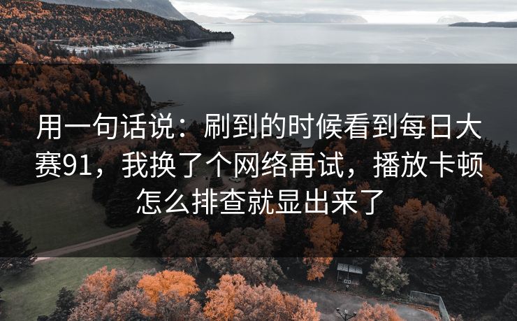 用一句话说：刷到的时候看到每日大赛91，我换了个网络再试，播放卡顿怎么排查就显出来了