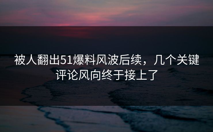 被人翻出51爆料风波后续，几个关键评论风向终于接上了